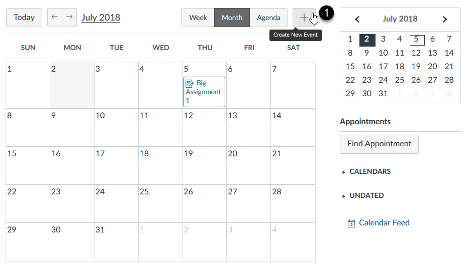 Adding an event for an appointment group in the Calendar