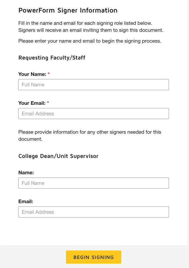 Power Form Signer Information