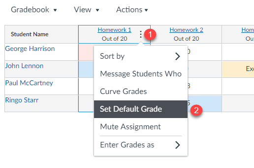 Set default grade