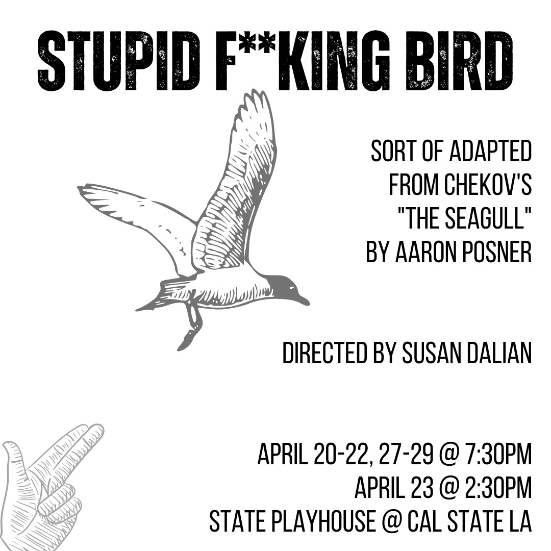 White and grey illustration of a bird flying and a hand with fingers forming the shape of a gun, pointed at the bird.