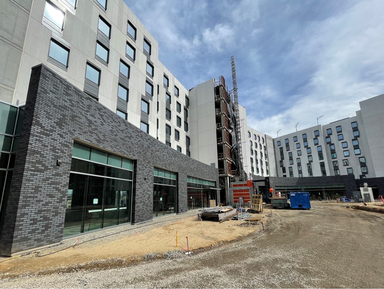 Student Housing East front brickwork