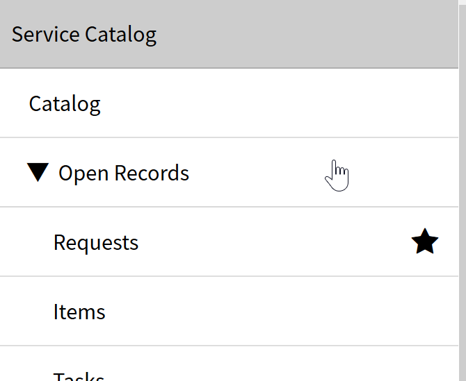 Left menu navigation selection within ServiceNOW