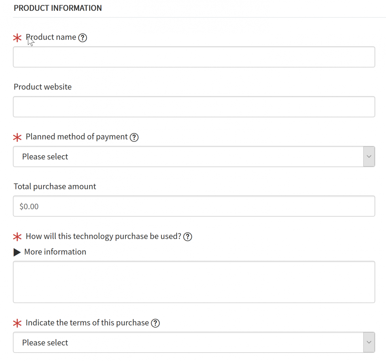 Product information section