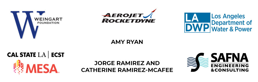 Weingart, Aerojet Rocketdyne, Office of Naval Research,MESA, Metro Water Power, Heateflex, and Associated Student Inc. sponsor logos