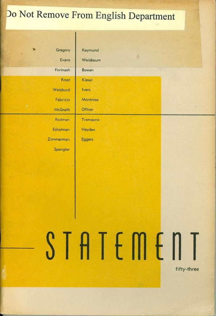 Statement Magazine Spring 1953 Cover