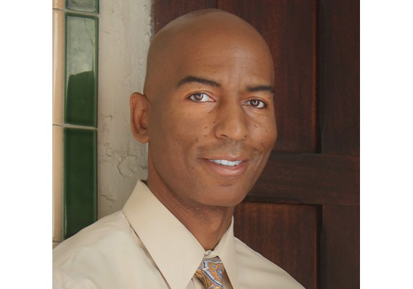 Professor Davis wearing a white shirt