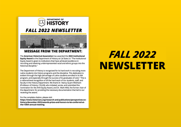 History Fall 2022 Newsletter Cover