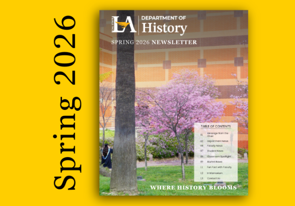 Yellow background, Spring 2026 Newsletter photo cover