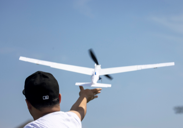 student launches UAV into sky