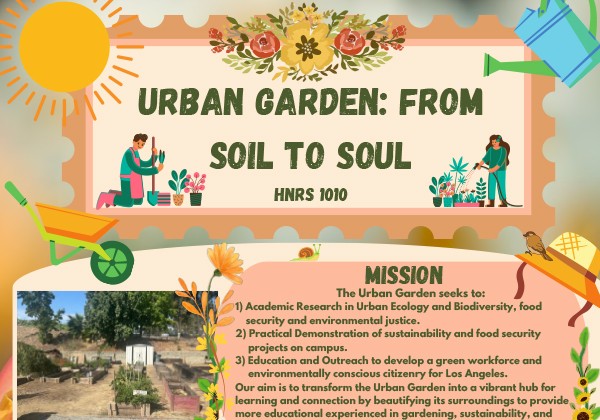 Poster proposing the revitalization of an urban garden to promote sustainability, education, and community engagemen