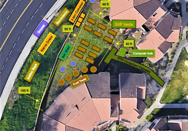 Ariel View of Proposed Plan for Completed Cal State LA Urban Food Garden Space