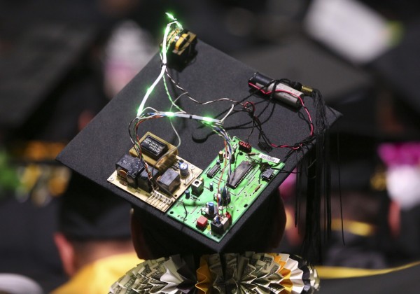 electronics on graduates cap