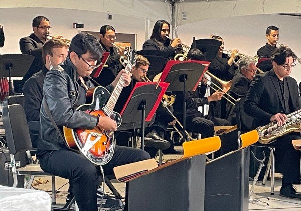 Jazz big band performing