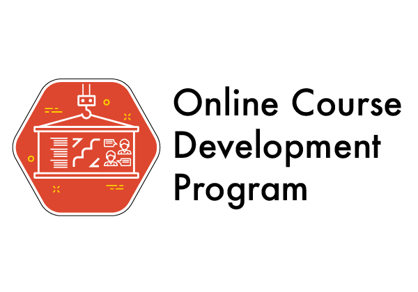 "Online Course Development Program" Text with red badge to the left. 