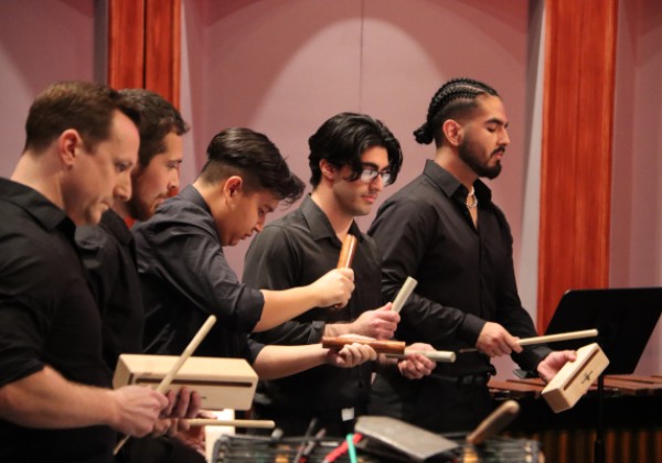 Percussionists with claves