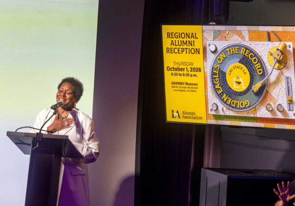 President Berenecea Johnson Eanes standing at podium