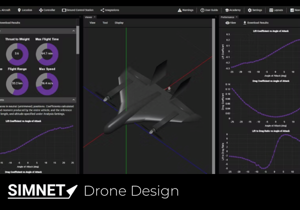 simnet drone design software screenshot