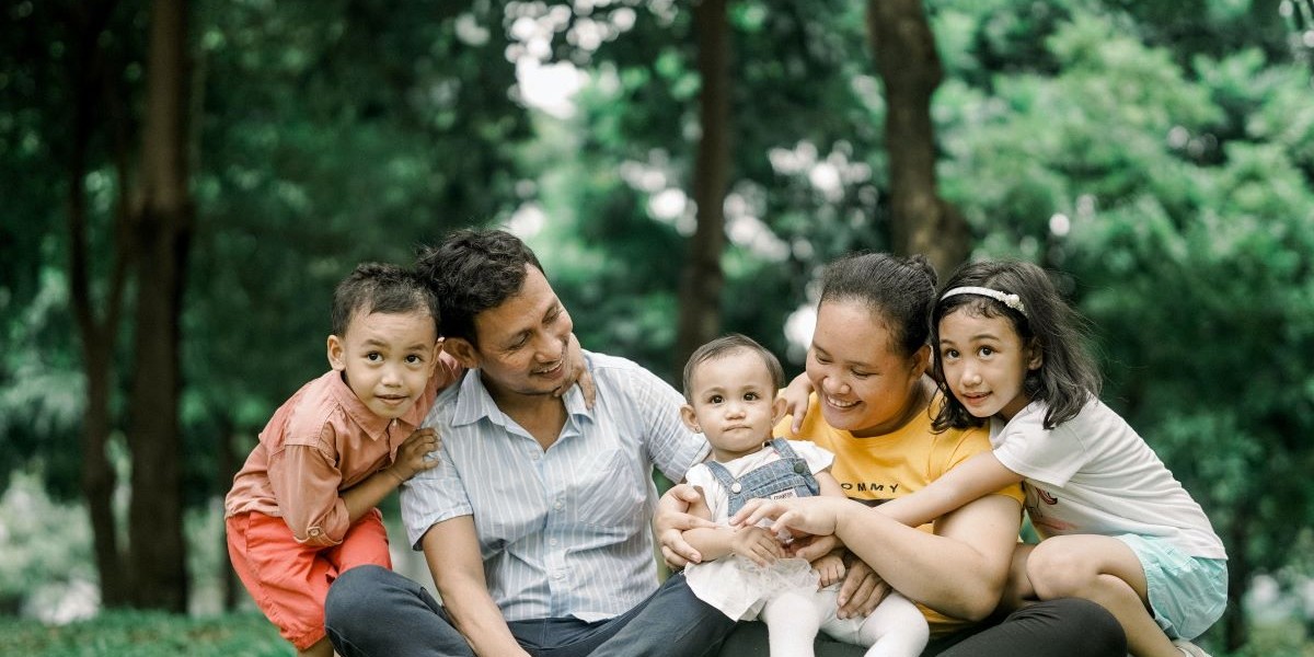 Family on grass