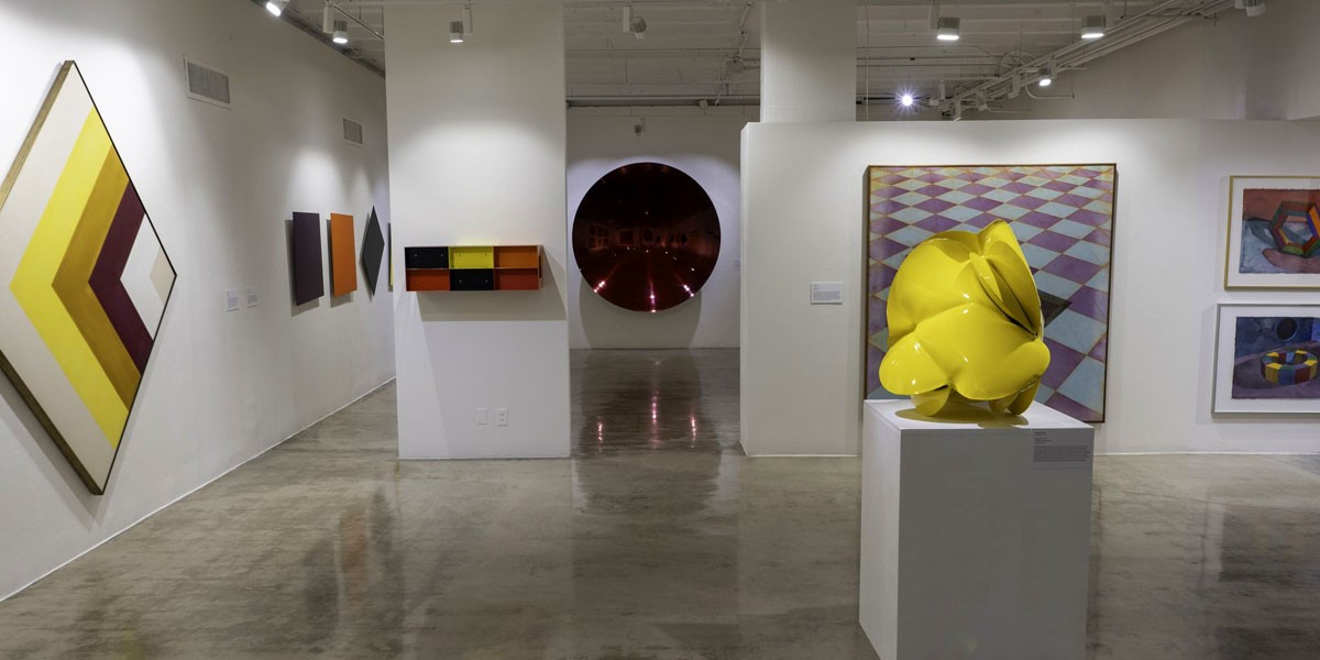 An art gallery with art displayed.