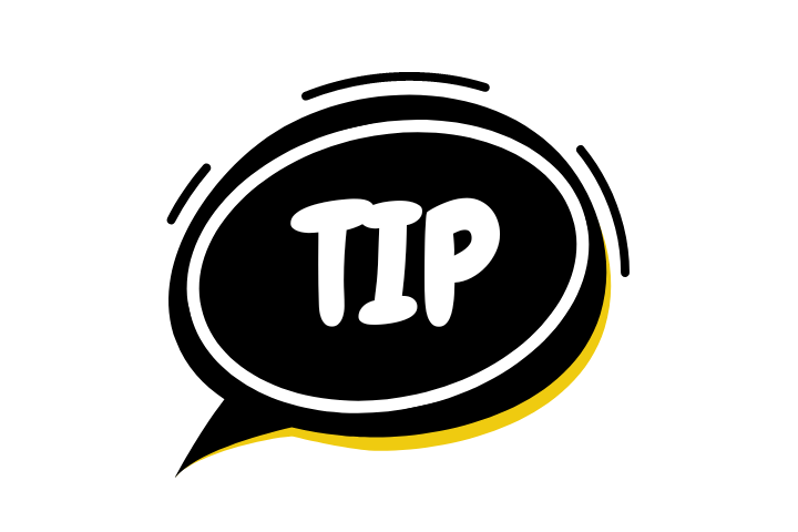 text bubble with the word tip inside