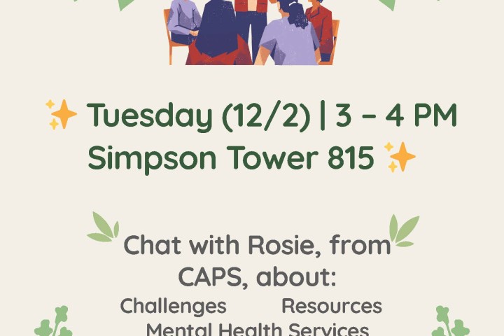 Beige flyer wit a group of people sitting and talking.