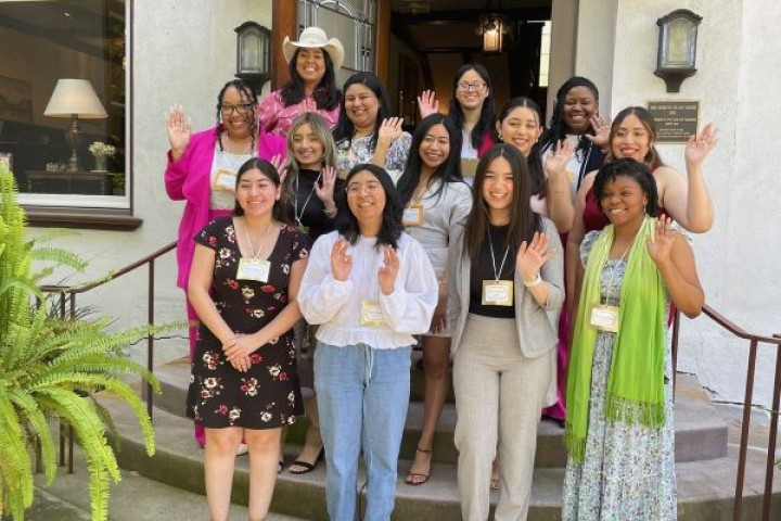 A group of women accepting the Pasadena Scholarship 