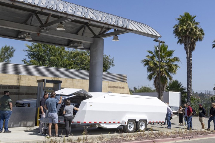 The RockeTruck in front of the Cal State LA Hydrogen Station.