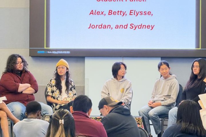 Students speaking on a panel at the ROOTS Scholars Symposium