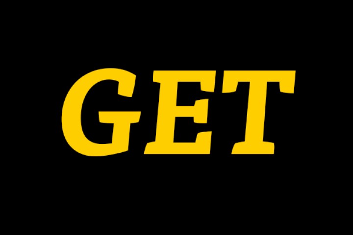 Gold Eagle Territory Logo. Black field with gold letters G.E.T.