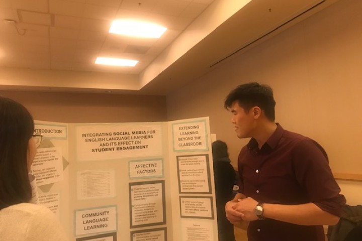 Student presenting at conferenece