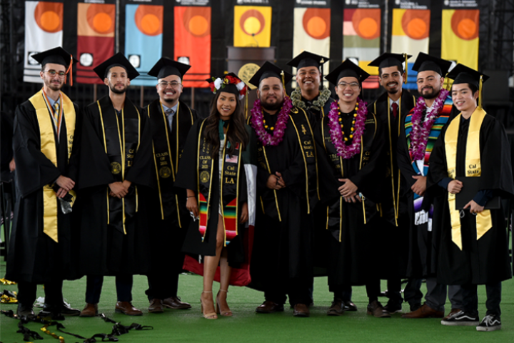 ecst students in cap and gown at commencement