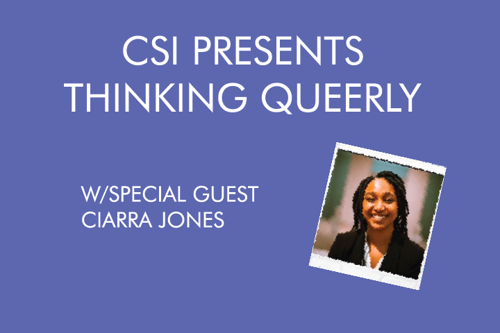 Polaroid of a person smiling. CSI Presents Thinking Queerly with special guest Ciarra Jones
