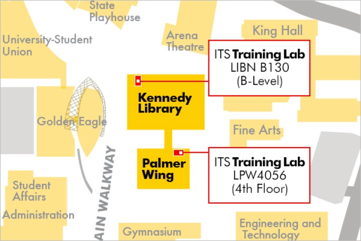 Cal State LA map with training lab locations