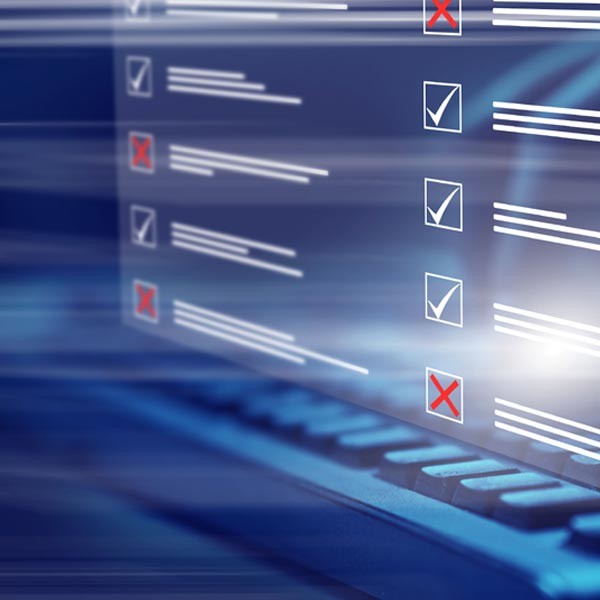 An imge of a survey on a blue background.