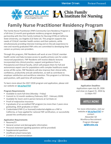 Family Nurse Practitioner Residency Program Recruitment Flyer