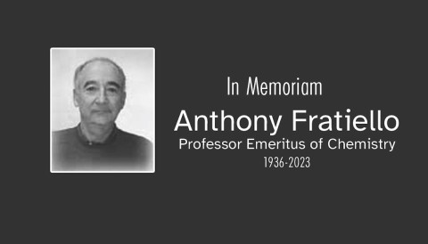 In Memoriam graphic: Anthony Fratiello, Professor Emeritus of Chemistry 1936-2023