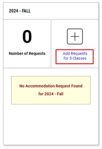 Screenshot red square around add requests for 5 classes.