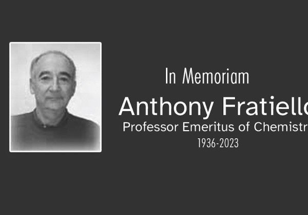 In Memoriam graphic: Anthony Fratiello, Professor Emeritus of Chemistry 1936-2023