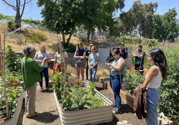 Cal State LA students at the Urban Garden