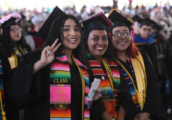 Students celebrating at Commencement 2022 ceremony.
