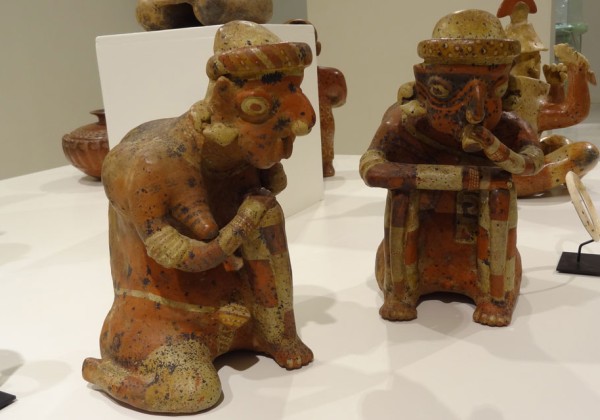 Female and male hollow ceramic figures representing the Shaft Tomb Culture of West Mexico.