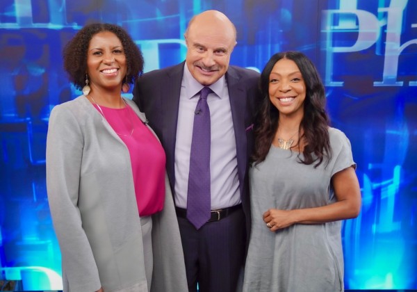 Lecturer Shaunelle Curry (left) with Dr. Phil McGraw (center) and Donna-Marie Reid, Creative Director on the set of "Dr. Phil." 