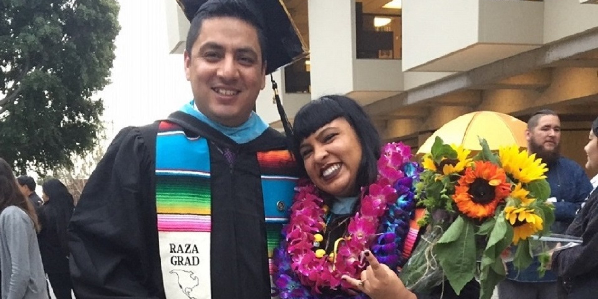 EDFN M.A. graduates Raul Meneses Samperio and Angie Barrera at Commencement, May 2018