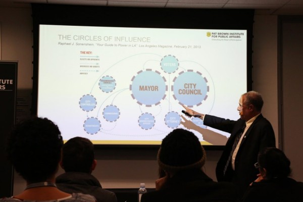 Civic U speaker engaged in presentation