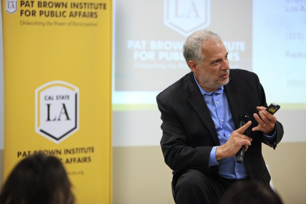 Civic U speaker engaged in discussion