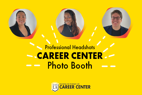 Three students smiling. Professional Headshots, Career Center Photo Booth, Cal State LA Division of Student Life Career Center