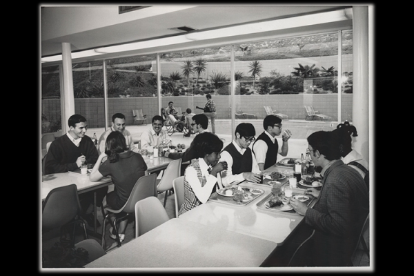 Cal State LA students in cafeteria during the 1970s