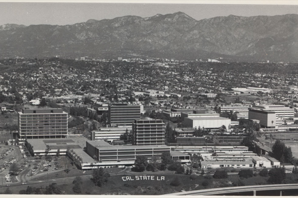 Birdseye view of Cal State LA in the 1970s