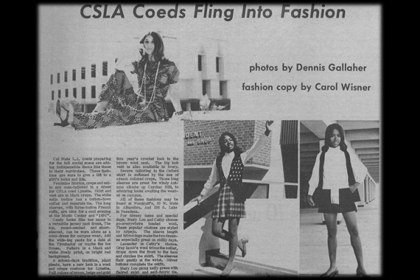 Newspaper clipping featuring Cal State LA CoEds flinging into fashion