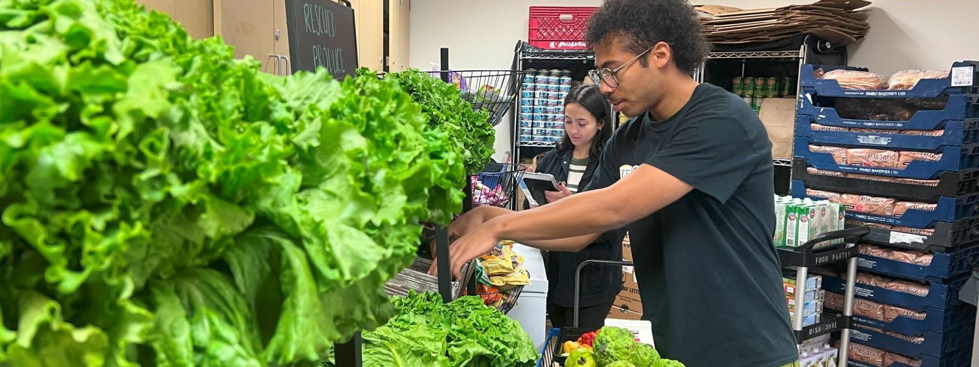 Fellow organizing produce at CSULA Food Pantry